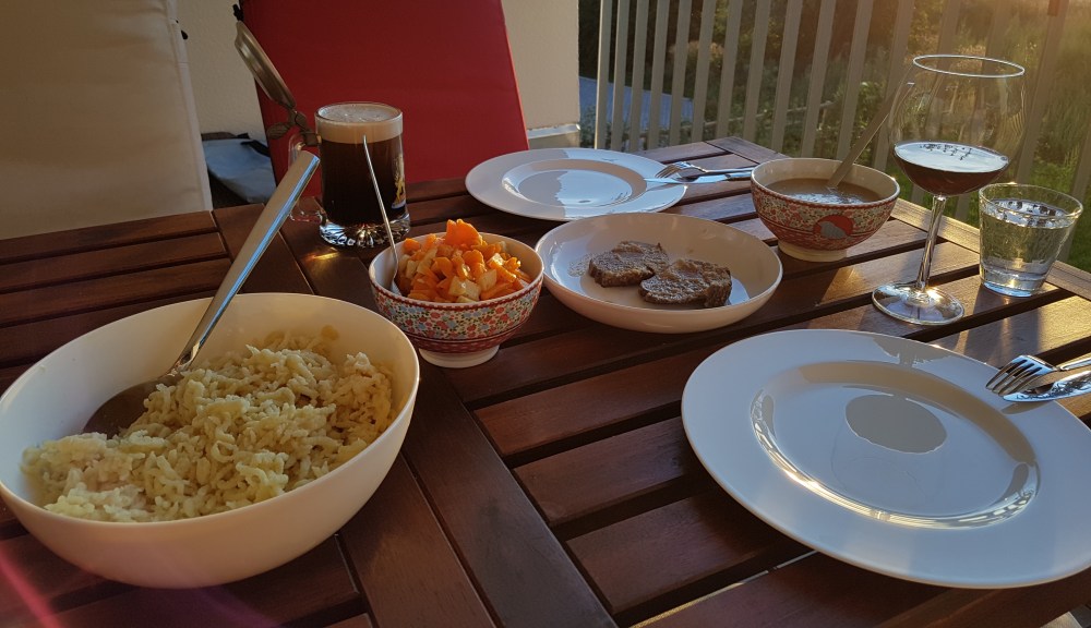 Spätzle im Sonnenuntergang